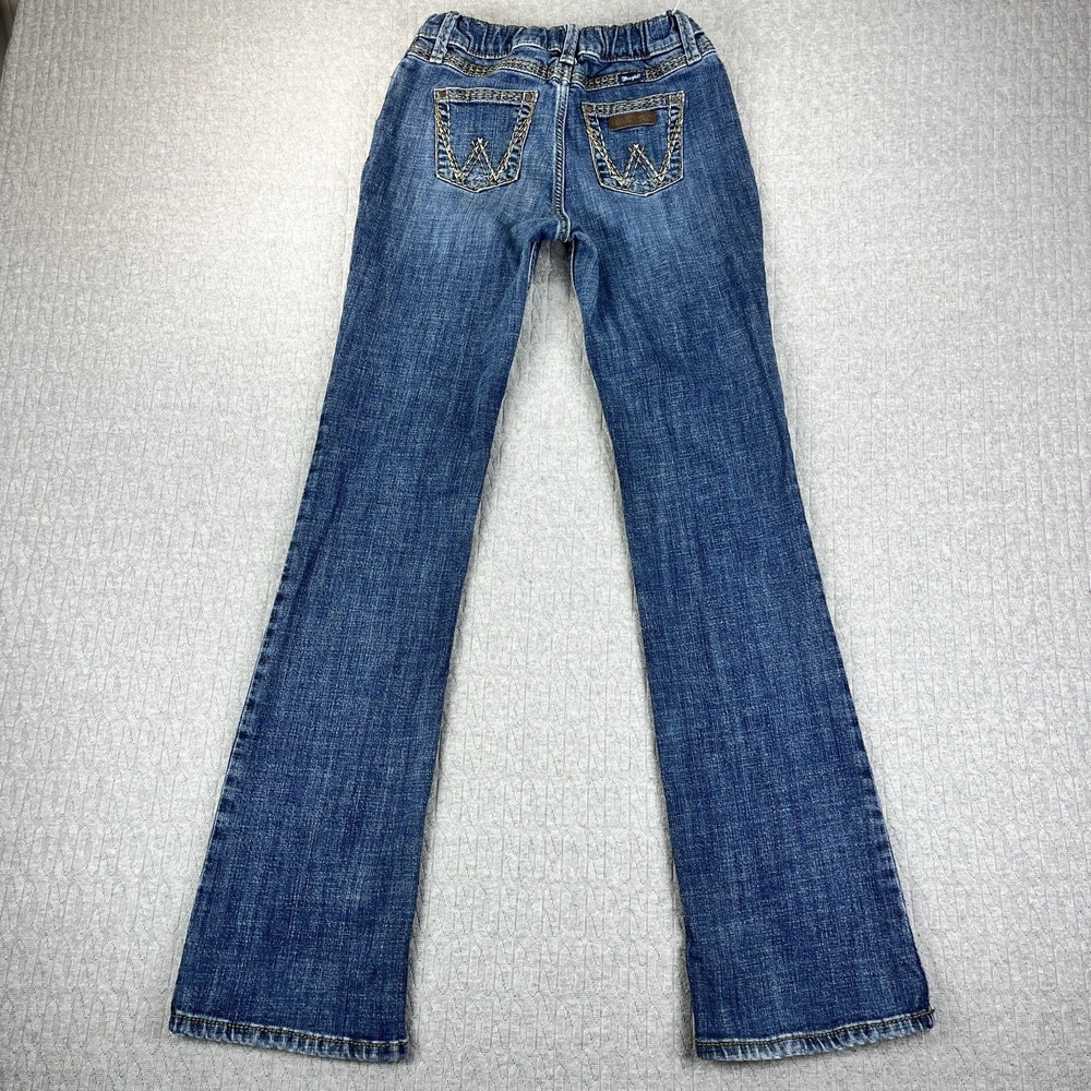 Wrangler Bootcut Country Western Jeans Women 24/21x30 Blue Embroidered Pockets